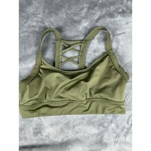Anko‎ Sports Bra Womens S Olive Green Criss Cross Lattice Back Activewear 6631